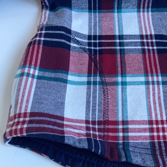 Orvis long sleeve snap closure fleece lined navy red white green shacket flannel - Picture 13 of 15